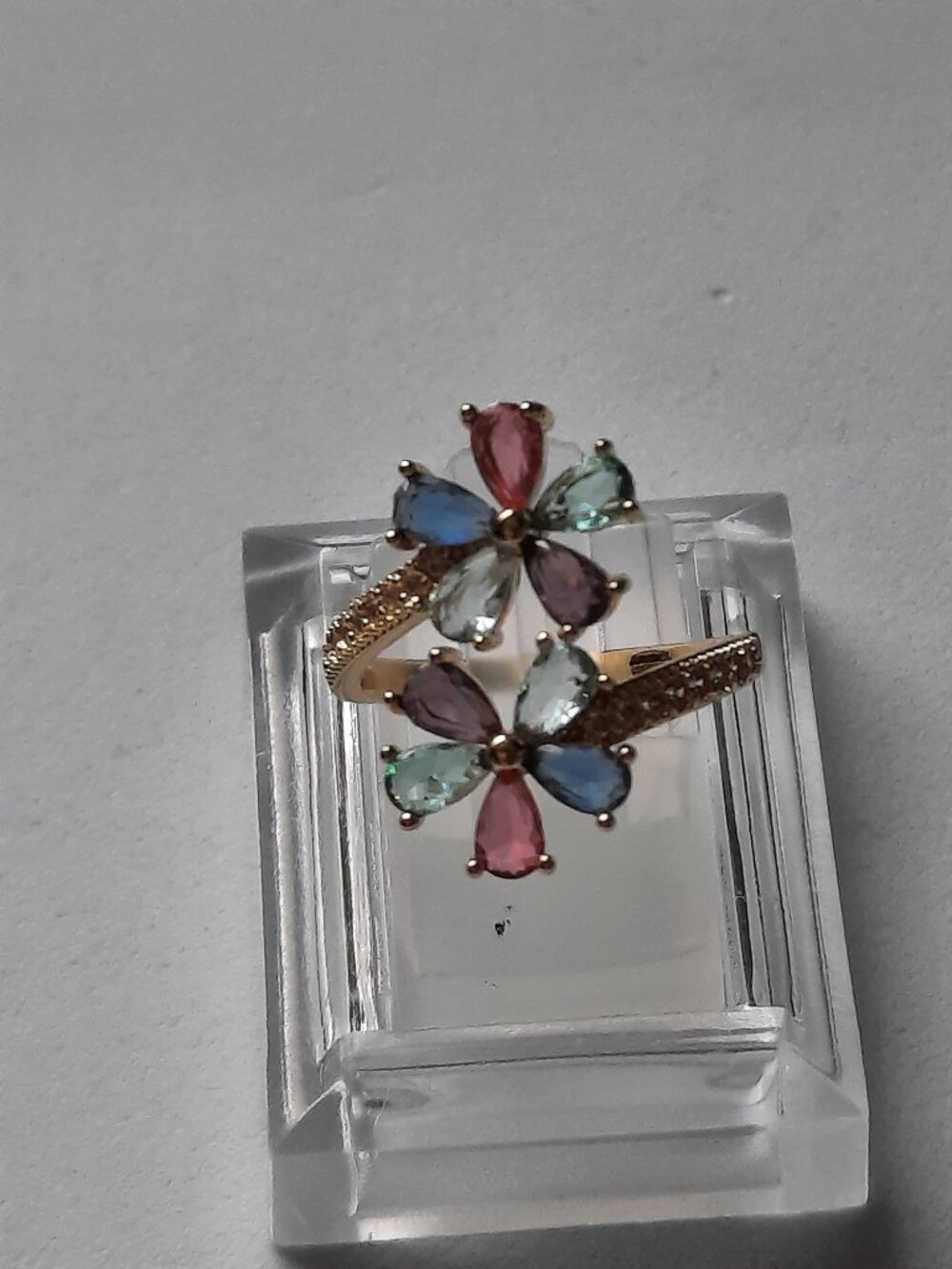 Brand New 18K Gold Plated Leaf Heart Flower Zircon Women's Ring - Picture 1 of 1
